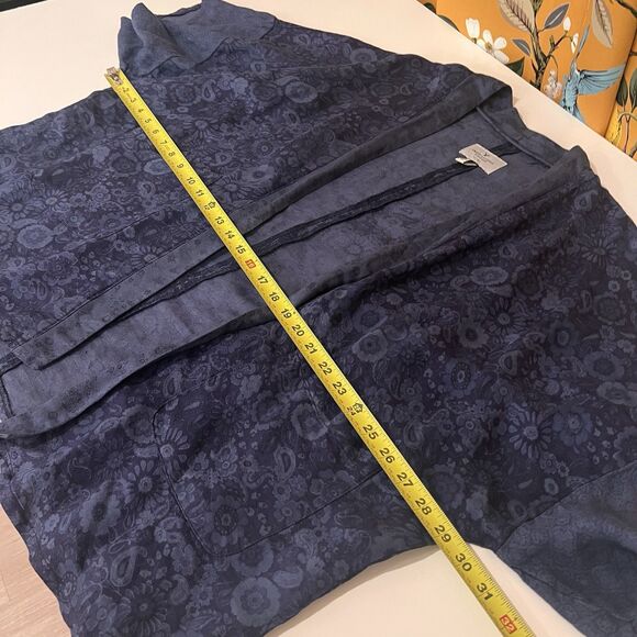 America Eagle Outfitters Blue Floral Linen Kimono One Size cardigan sweater top - Picture 7 of 8